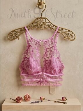 For Love & Lemons Grace Bralette Mauve Medium Designer Lace Bra